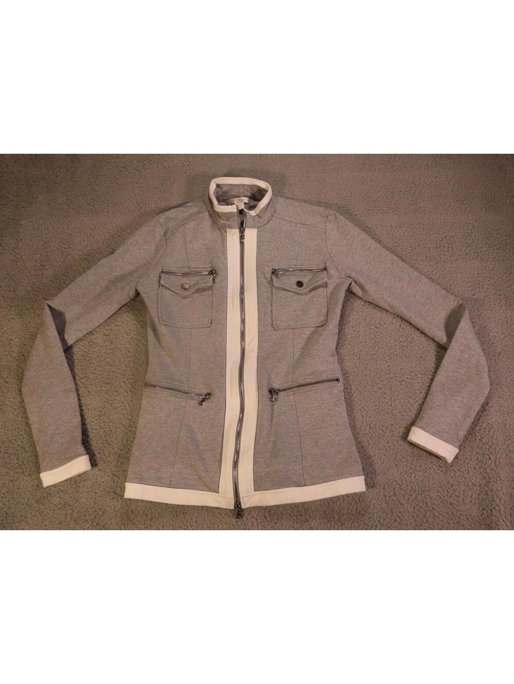 Boston Proper Womens Top Jacket Full Zip XXS Gray